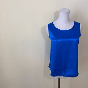WT Executive Collection Women’s Vintage Cobalt Blue Silk Tank Top SZ